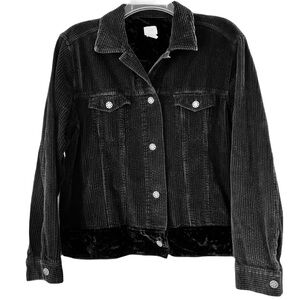J.Jill Black Corduroy Jacket, Sz. MT, Corduroy w/ Velvet Trim at Waist